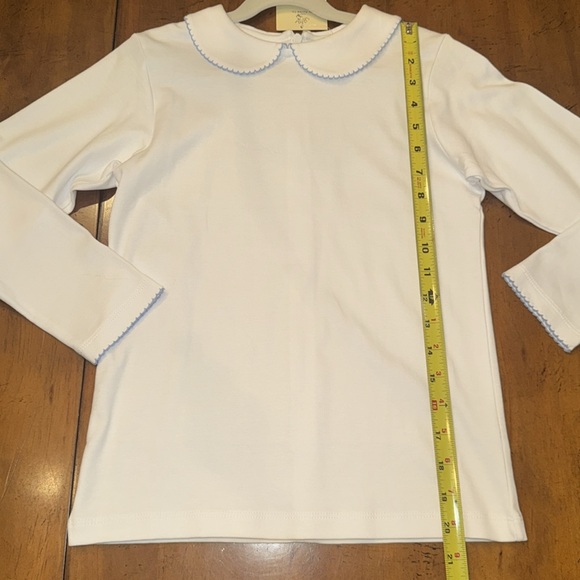 NWT Luigi Kids White with Periwinkle Picot Trim Shirt- 8 Price Firm - Picture 8 of 9